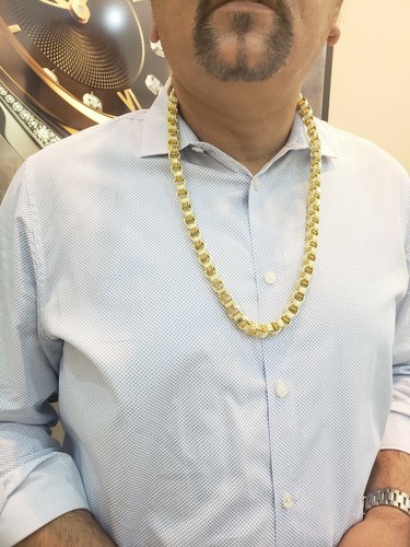 10K Yellow Gold Mens Necklace Byzantine 