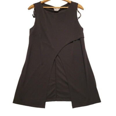 Lisa Jo Black Sleeveless Long Open Navel Blouse Top Women Size 14