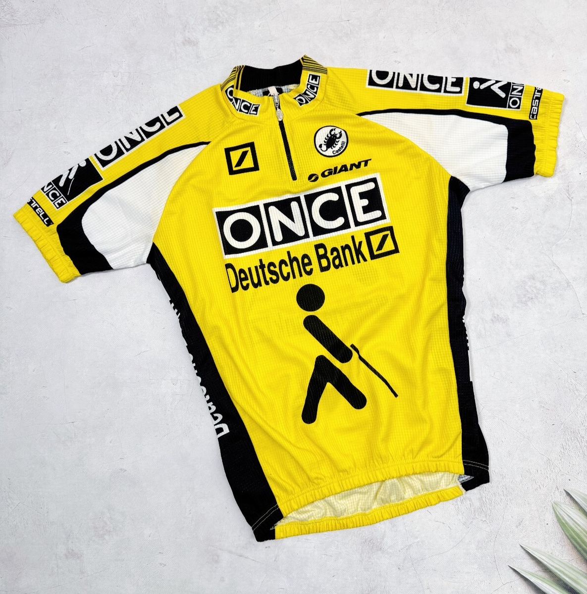 Maillot Cycliste Vintage Castelli Giant Deutsche Bank Once - Années 90 - Taille M - Jaune