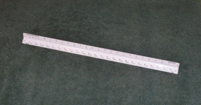 Vintage Architect's 12'' Plastic Triangular Scale Ruler ~ Made in U.S.A.