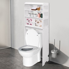 Over The Toilet Bathroom Storage Cabinet Wooden Organizer w/Adjustable Shelves