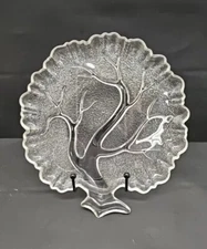 Set of 2 Hazel Atlas Orchard Crystal Tree of Life Frosted Glass Salad Plates  VG