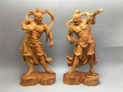Nio Statutes Sets 8.6 inch / Buddha Wood Carving Statue of Kongo Boxwoods 2204 M