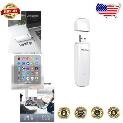 Compact Dual-Band WiFi 6 Linux Adapter - 1800Mbps for PCs and Raspberry Pi 2+