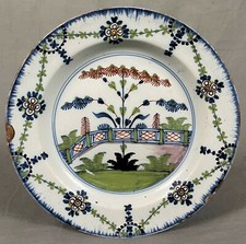 18th Century English Polychrome Delftware Plate c1785