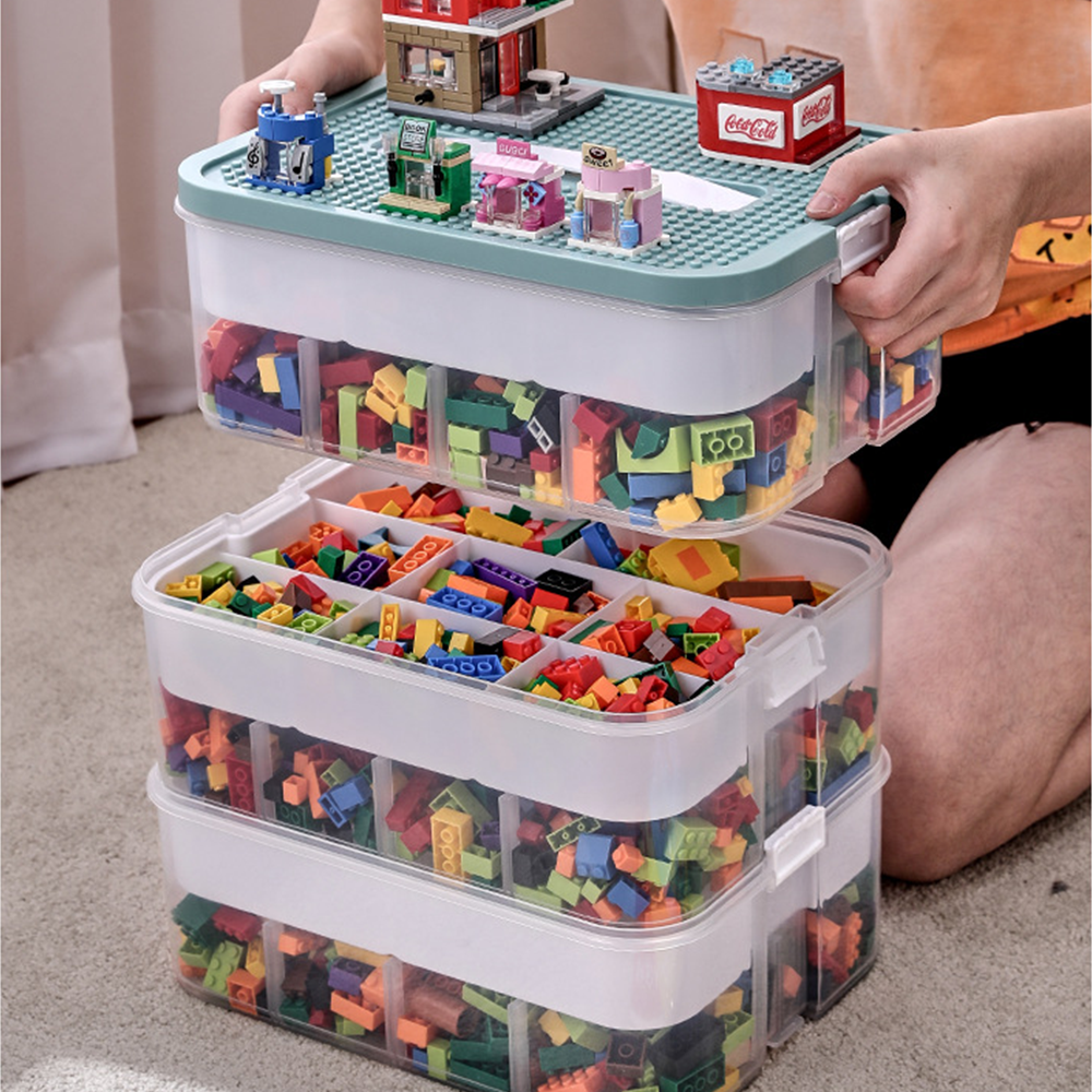 Storage Boxes for Lego Building Blocks 3-Tier Stackable Adjustable