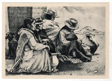 1959 Waiting People Social problems by Pellegrini Argentina OLD Russian Postcard