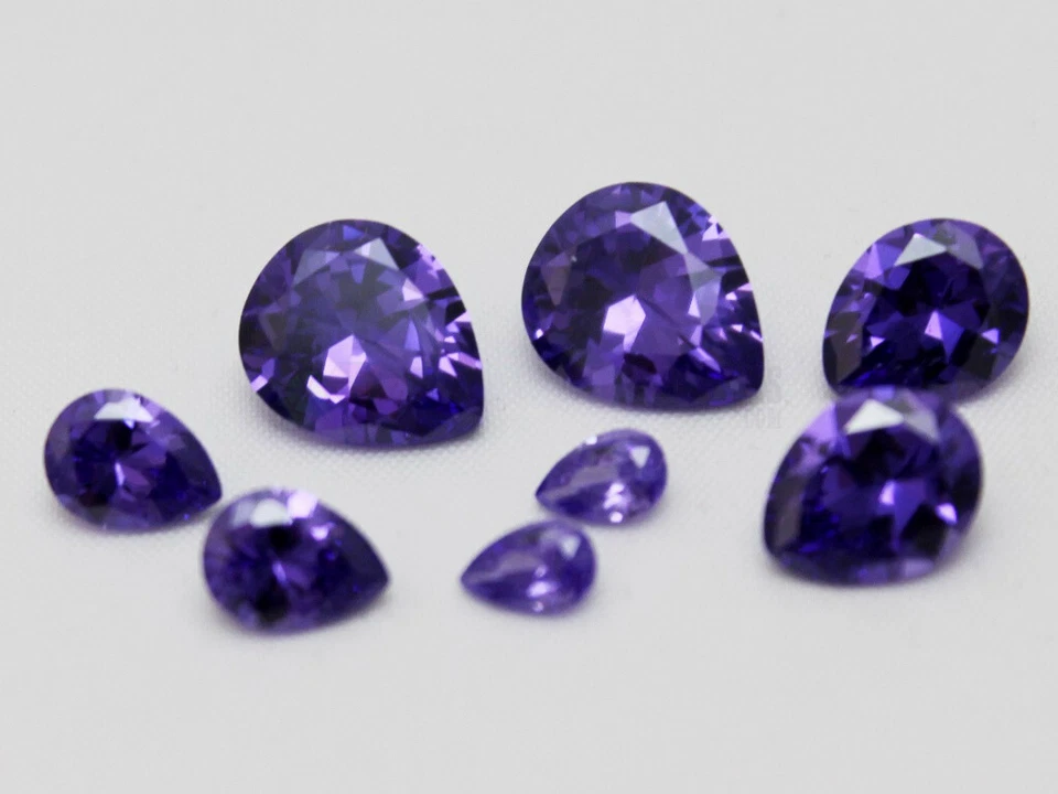 Tanzanite CZ Pear 4x6 6x8 8x10 10x12 mm AAA Loose Cubic Zirconia Gemstone Violet - Image 3 of 4