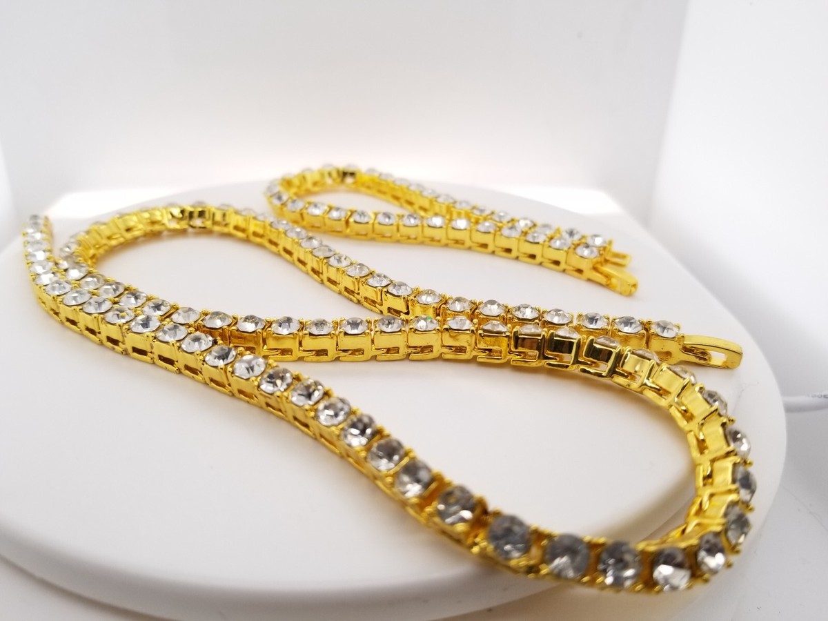 Tennis Chain Iceclique Jewelry Tracking 24k Gold Red String