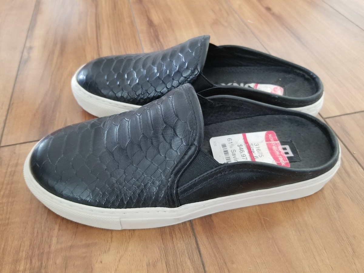 BRONX Kay Kay SLIDE SNEAKERS WOMEN'S SZ 6 Black Snakeskin Embossed