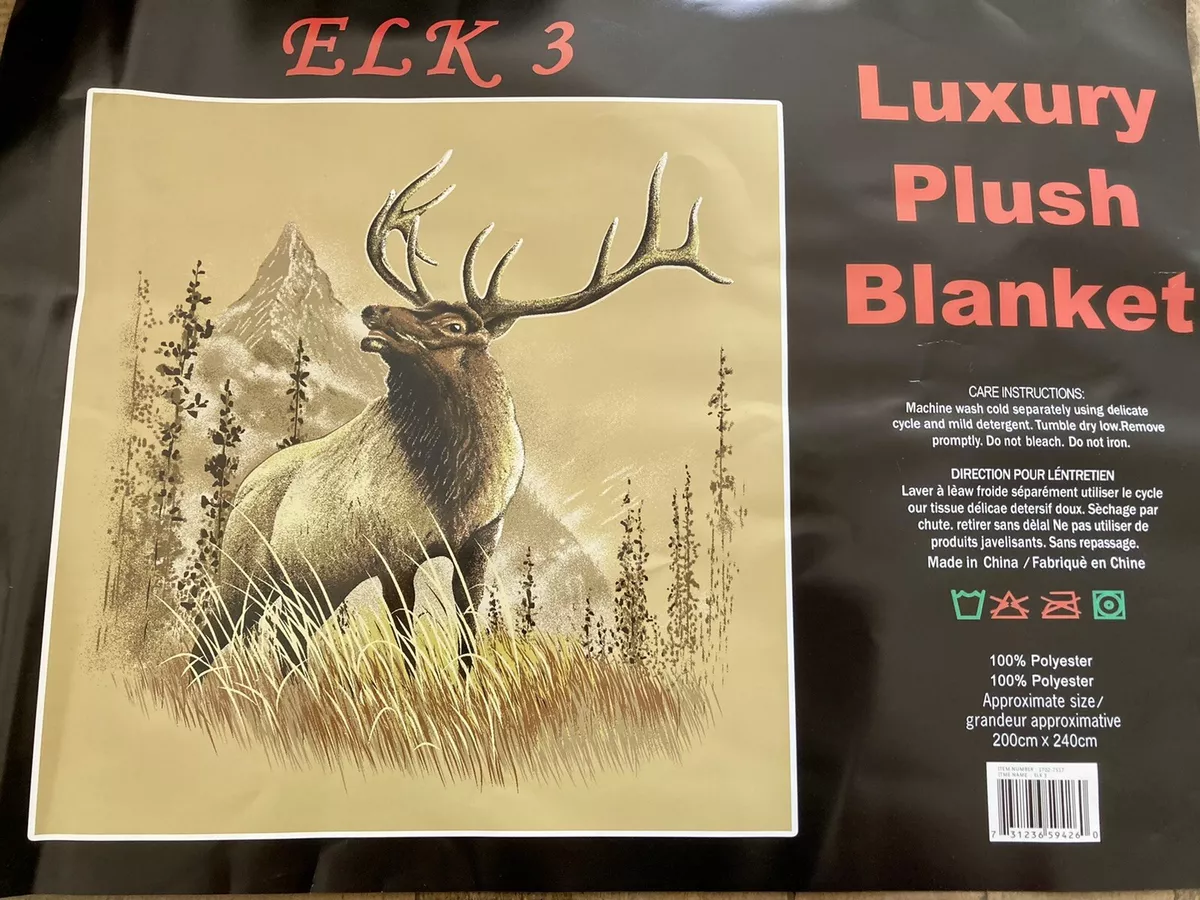 Luxury Plush Queen Size Blanket Elk Super Soft Fleece Cozy Cabin Decor