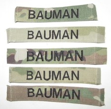 USGI military name tape Bauman lot x5 used OCP Scorpion W2 pattern used multicam