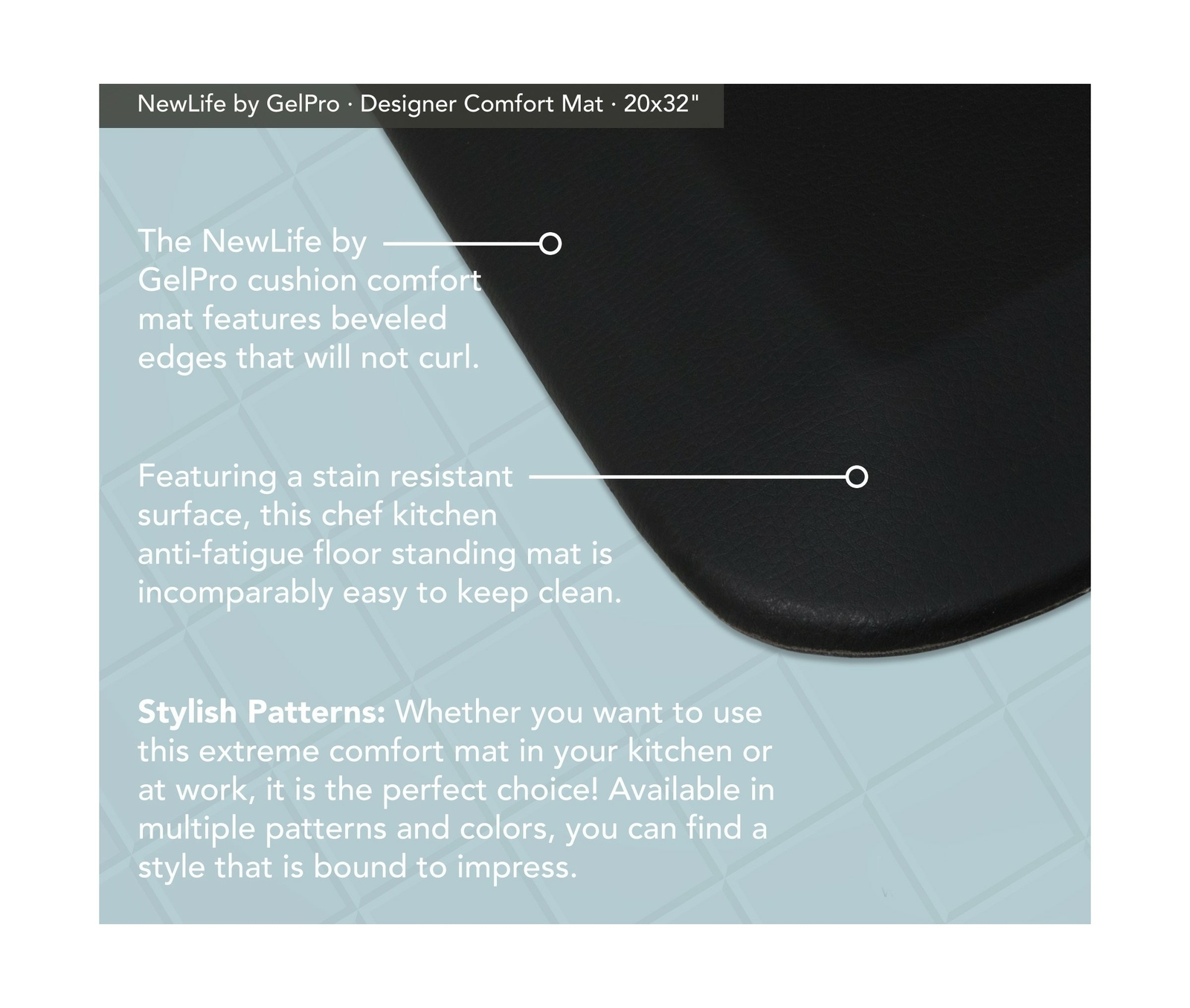 NewLife By GelPro AntiFatigue Designer Comfort Kitchen Floor Mat Stain