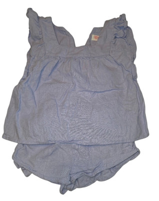 ReWash Shirt Shorts Set Little Girls XS Linen Blend Flutter Tank Top
