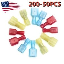 200PCS Insulated Nylon Female Male Spade Terminal Crimp 22-10AWG Wire Connectors