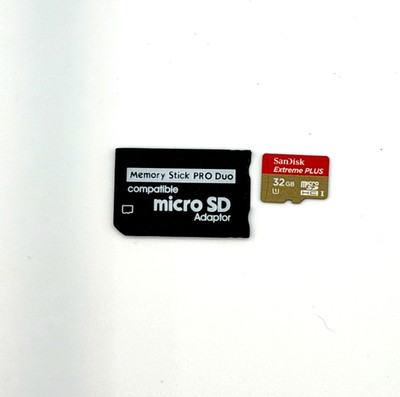 32GB Memory Stick PRO Duo Adapter + Micro SD Card Bundle For PSP Sony Camera
