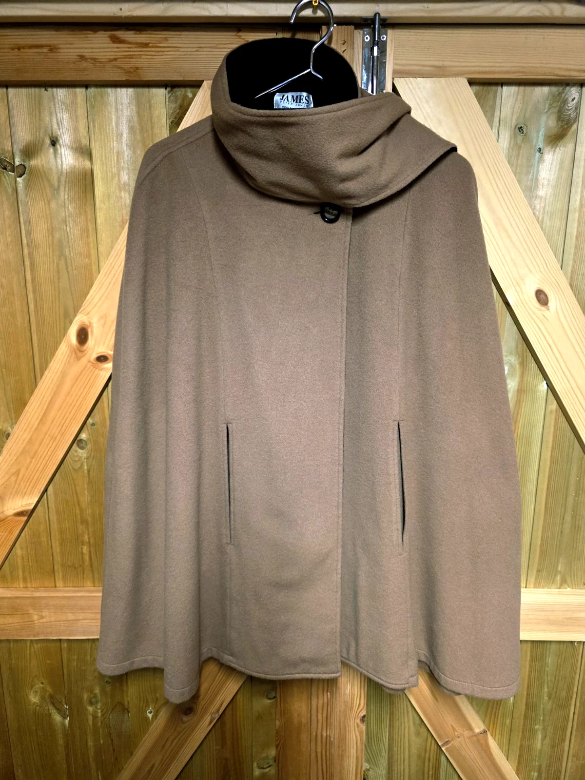 Peter James Wool Cashmere Brown Poncho Cape Jacket One Size Vintage Scarf Neck