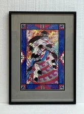 Vintage 1980s Les Griggs 16x23" Aboriginal Abstract Framed Lithograph Art Print