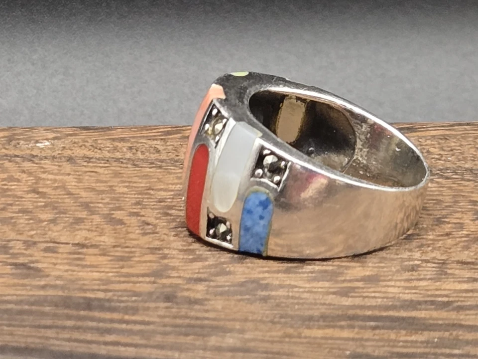 Anillo de plata de ley y piedras preciosas talla 8 Foto 4 de 4