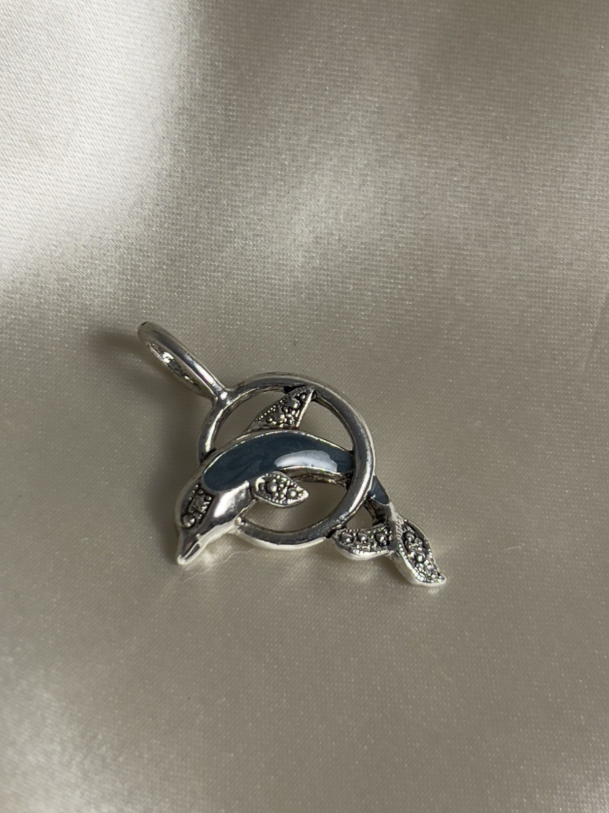 Vintage Silver Tone Dolphin Pendant Charm
