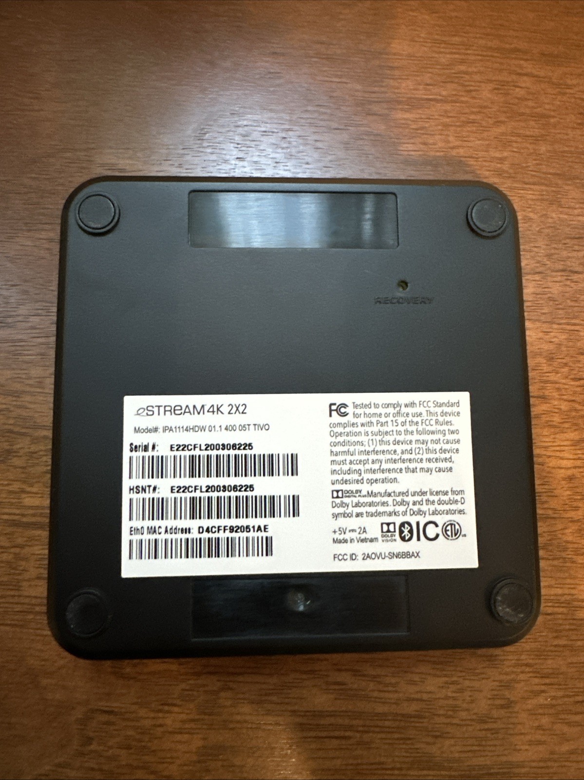 STREAM 4K 2x2 Android TV TIVO IPA1114HDW-01 Media Streamer No Cables Or Remote
