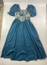 Shein Women's S Blue Floral Bodice Midi Dress