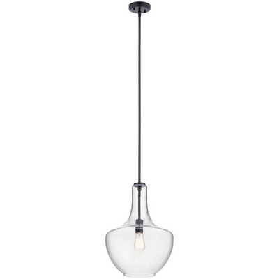 Kichler Everly Transitional 1-Light 13.75'' Wide Pendant Glass - Black (42046OZ) 