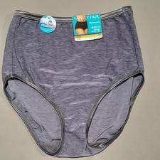 Vanity Fair Brief Panty Womens 7/L Violet Gray Illumination Hi-Cut Silky