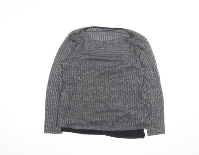 Marks and Spencer Damen Silber Strick Langarm Pullover Größe 12