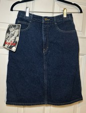 Vintage 90s Y2K Bonjour High Waist Rise Dark Washed Denim Jr Mini Skirt Size 7