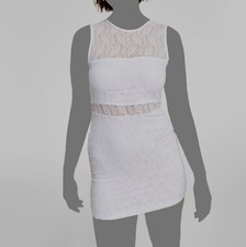 Bar III Women's White Lace Round Neck Sleeveless Bodycon Dress Plus Size 0X