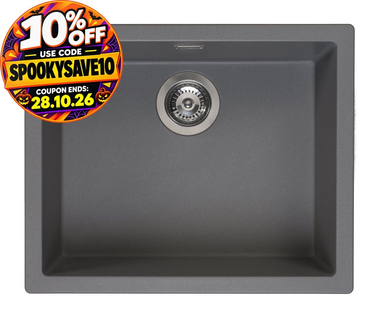 Reginox Amsterdam 50 Integrated Single Bowl Granite Kitchen Sink Grey Silvery