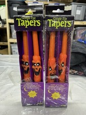 2 Sets VTG Fun World Google Eye 10” Jack O’lantern Taper Candles (1412-G4)