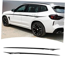  BI010 Sports Racing Graphic for Cars?Vinyl Car Body Side Stripe Stickers Black