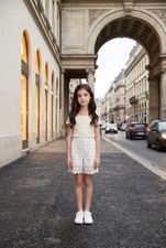 NEW ZARA GIRLS FLORAL WHITE SEQUINS BERMUDA SHORTS SZ 13-14