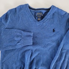 Polo Ralph Lauren Kids Pima Cotton V Neck Sweater Size 5 Blue