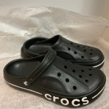 CROCS Bayaband Clog, Mens 9, Womens 11, Black with White Trim