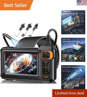 1920P HD Endoscope Camera with 4.3'' Screen - Waterproof & Flexible 16.5ft Cable