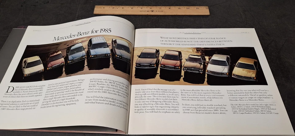 1985 梅赛德斯奔驰 S 级 38 页宣传册目录 380SL 500SEC 500SEL 380SE — 第 3/4 张图片