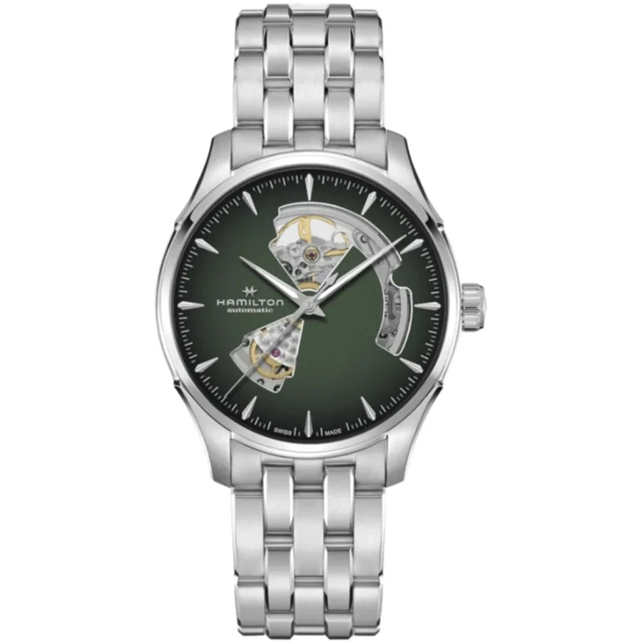 Nuevo reloj para hombre Hamilton Jazzmaster corazón abierto automático esfera verde H32675160