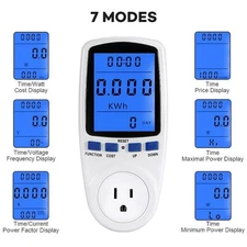 Electricity Usage Monitor Power Meter Plug Home Energy Watt Volt Amps KWH