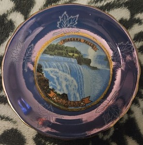 Niagara Falls Canada Decorative Plate Purple Gold Trim Made in Japan