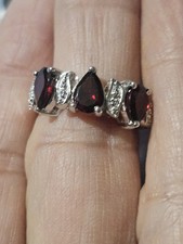 January Birthstone 2.56 ct Garnet  White Topaz 925 Silver Ring Sz 6