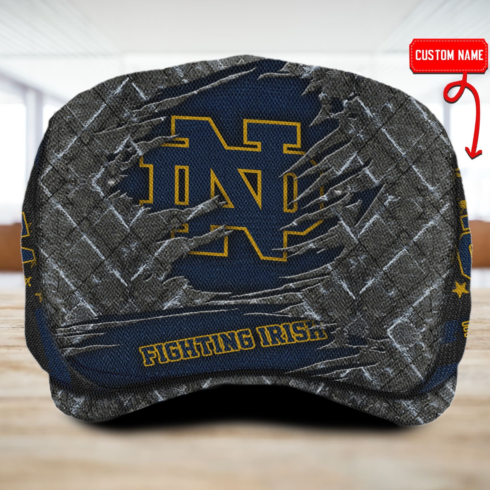 Notre Dame Team Fighting Ir Jeff Cap NCAA Jeff Cap Newsboy Flat Golf Driving Hat