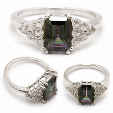 Gemporia 925 Sterling Silver Green Mystic Topaz Emerald Cut Ring
