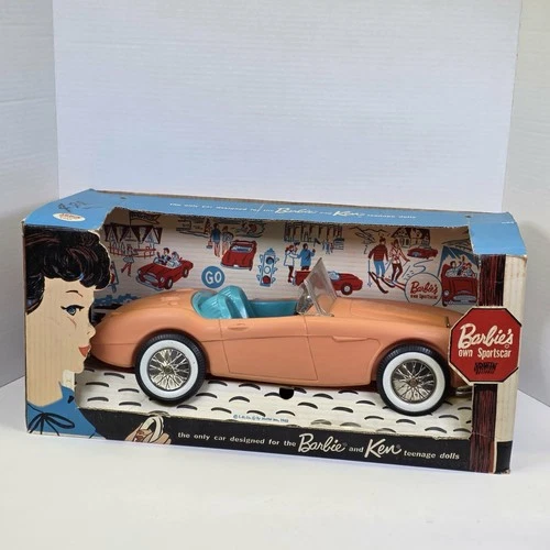 Vintage 1962 Barbie And Ken's Own Sportscar+ Box, Irwin Corp. Mattel 18"