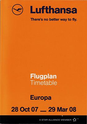 Lufthansa Europe/Europa Timetable  October 28, 2007 =