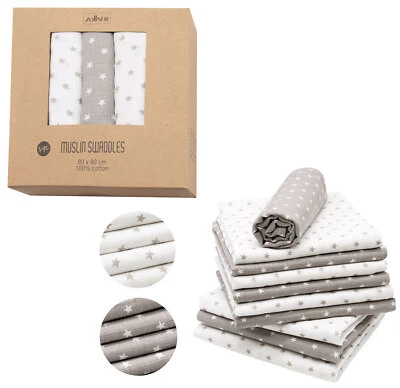 ZOLLNER Juego de 5 o 10 pañales de gasa pañales para escupir pañales de tela 100% algodón