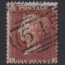 N16_24 GB QV 1856 1d RED-BROWN PLATE 38 SG29-C8(1) LI FU NEWCASTLE 545 MISPERF