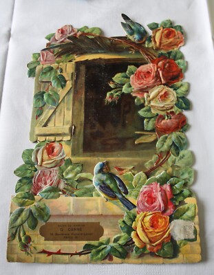 Phantastische Briefablage,Kalenderrückwand,France, um 1925, geprägt, Rosen,Vögel